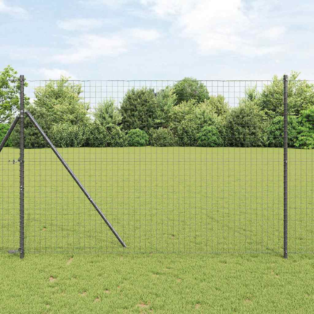 Vidaxl hek met paal grijs 1,5 x 10 m staal en pvc