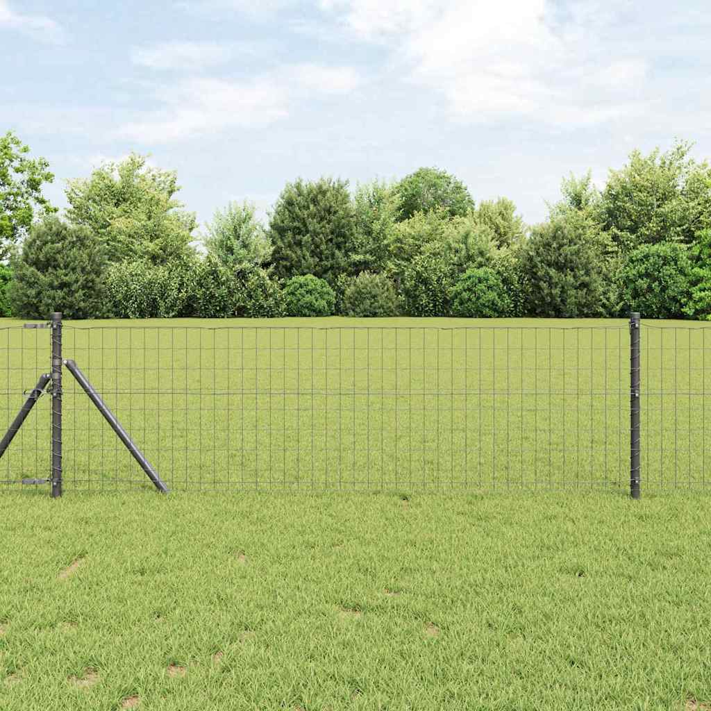 Vidaxl hek met paal grijs 0,4 x 10 m staal en pvc