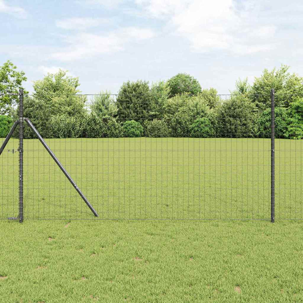 Vidaxl hek met paal grijs 1,2 x 10 m staal en pvc