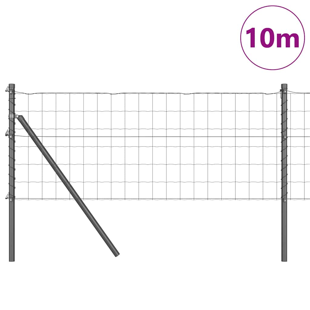 Vidaxl hek met paal grijs 0,8 x 10 m staal en pvc