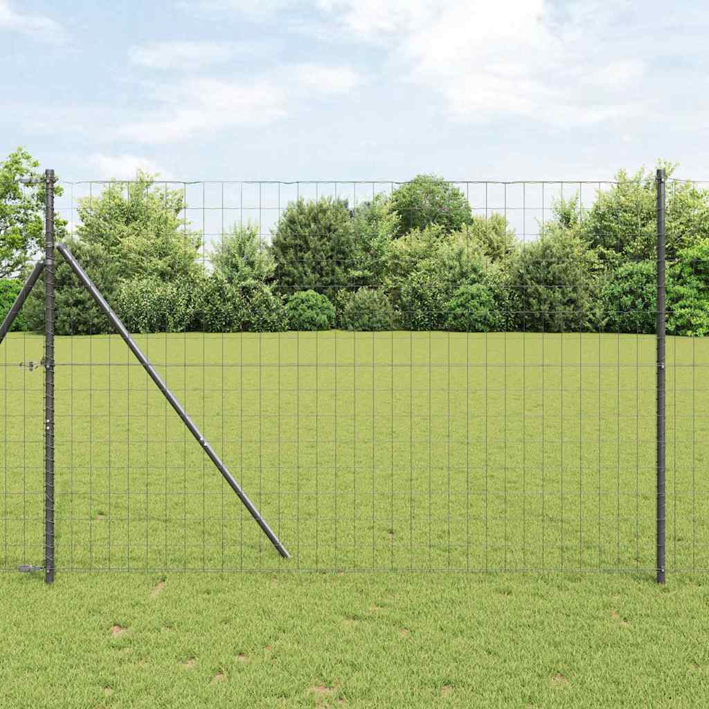 Vidaxl hek met paal grijs 1,5 x 10 m staal en pvc
