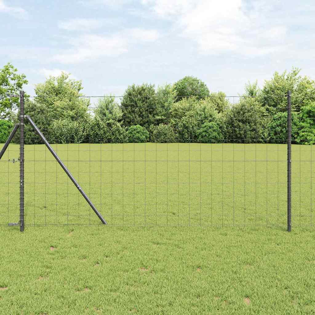 Vidaxl hek met paal grijs 1,2 x 10 m staal