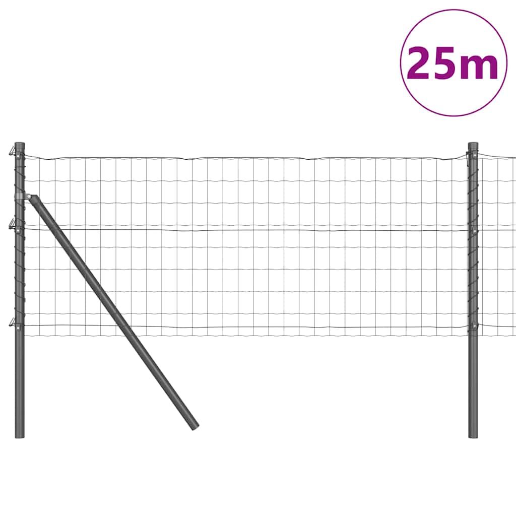 Vidaxl hek met paal grijs 0,6 x 25 m staal en pvc