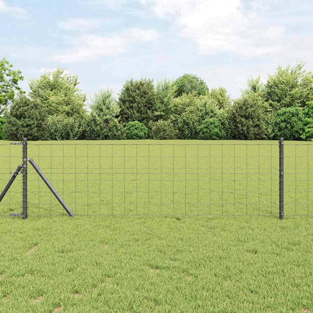 Vidaxl hek met paal grijs 0,8 x 25 m staal