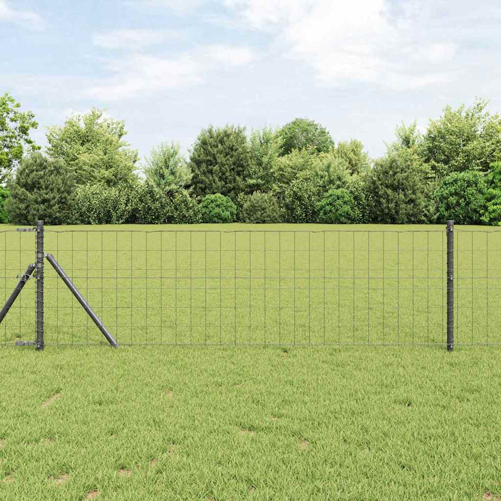 Vidaxl hek met paal grijs 0,4 x 50 m staal en pvc