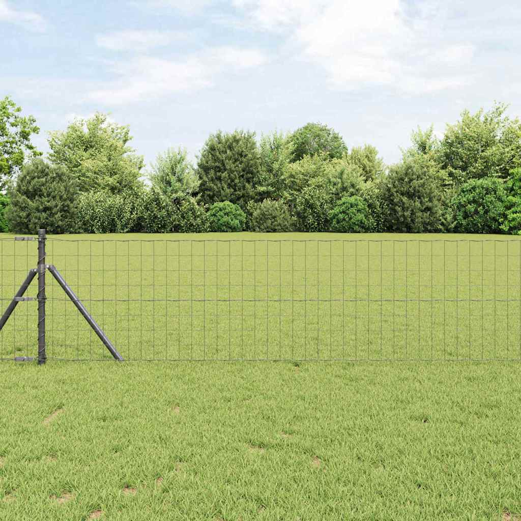 Vidaxl hek met paal grijs 0,6 x 10 m staal en pvc