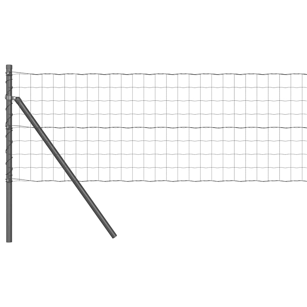 Vidaxl hek met paal grijs 0,8 x 25 m staal