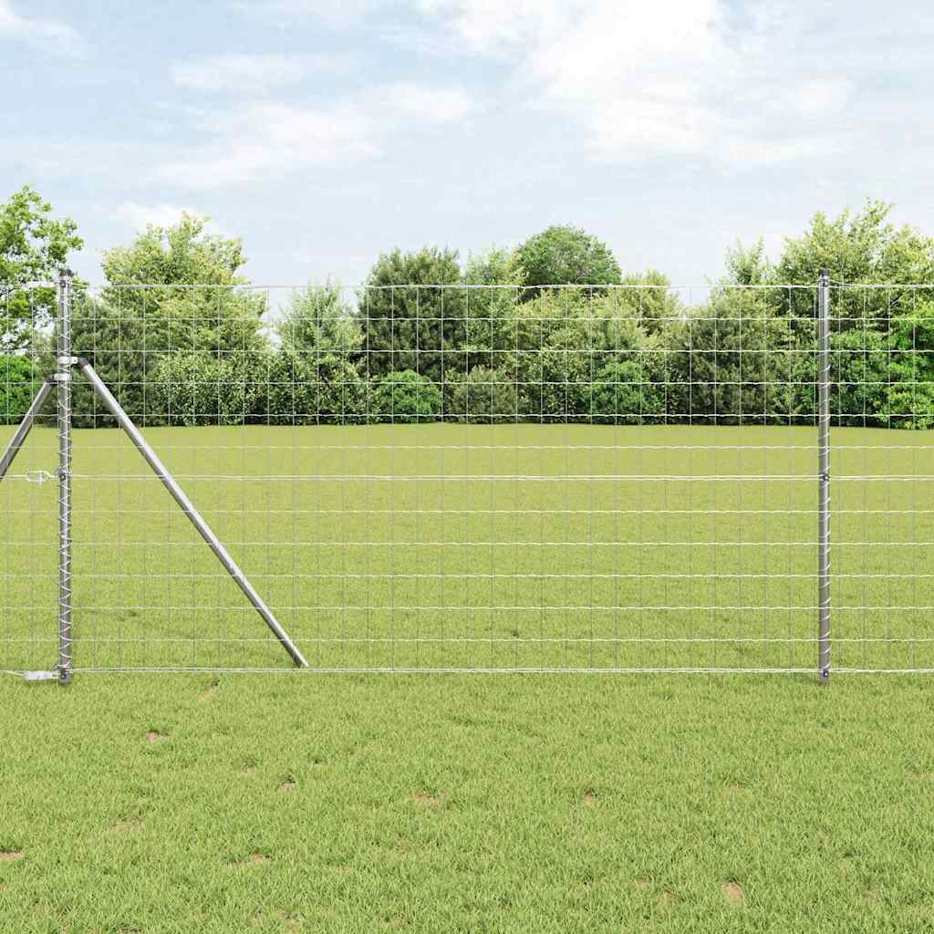 Vidaxl hek met paal zilver 1,4 x 10 m staal en pvc