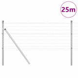 Vidaxl hek met paal zilver 0,6 x 25 m staal en pvc
