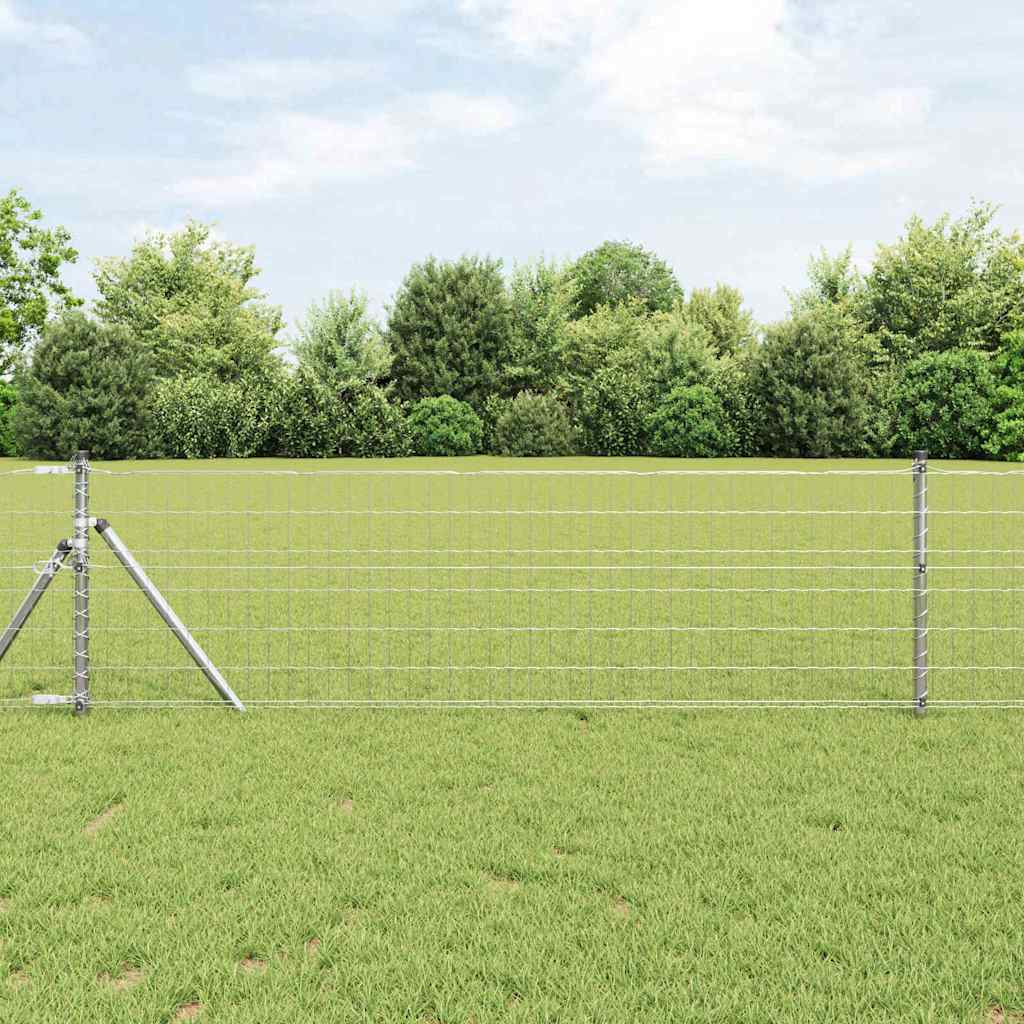 Vidaxl hek met paal zilver 0,8 x 25 m staal en pvc