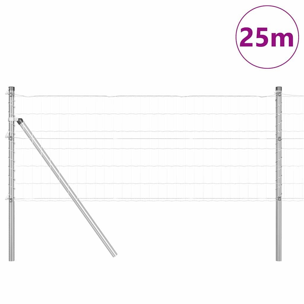 Vidaxl hek met paal zilver 0,8 x 25 m staal en pvc