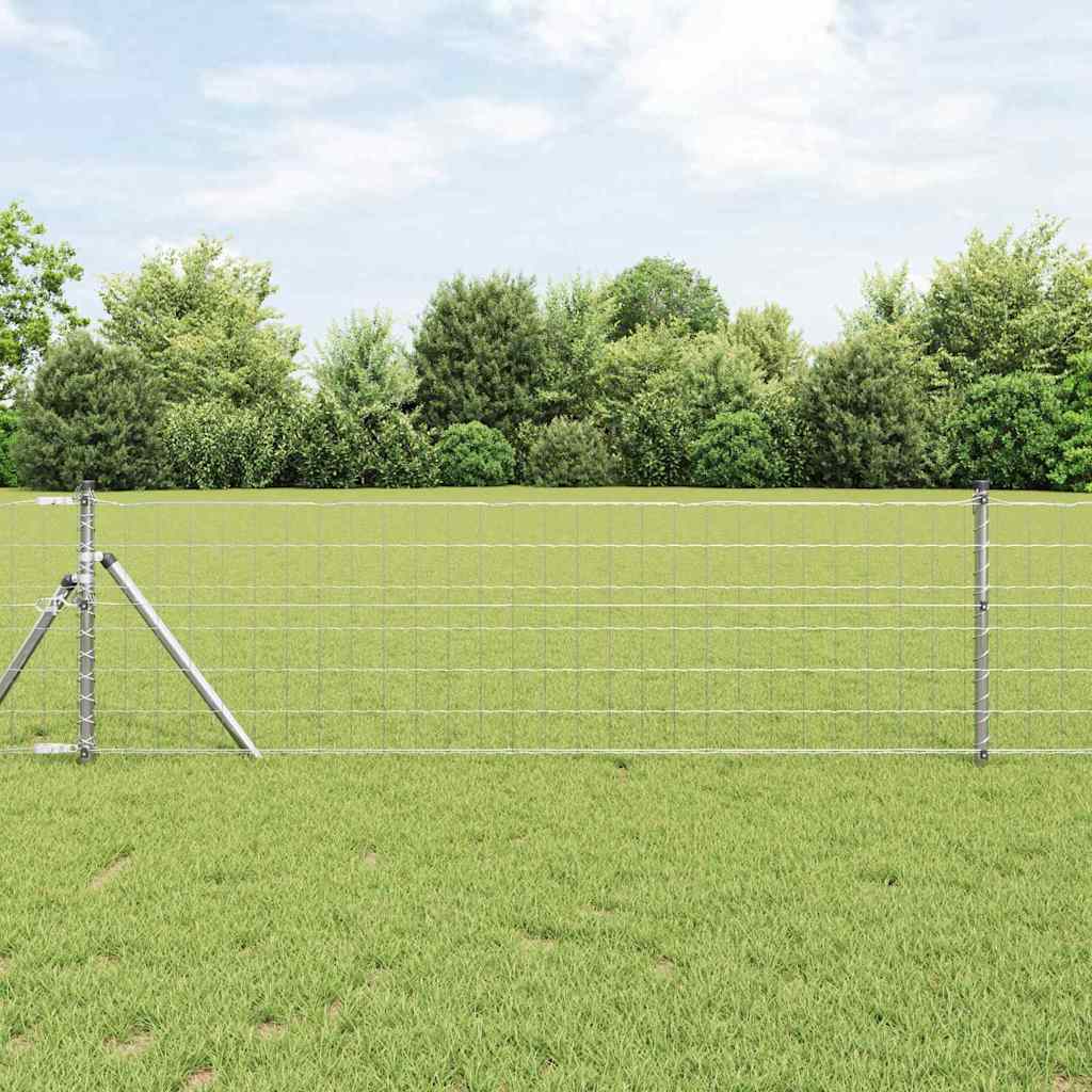 Vidaxl hek met paal zilver 0,6 x 25 m staal en pvc