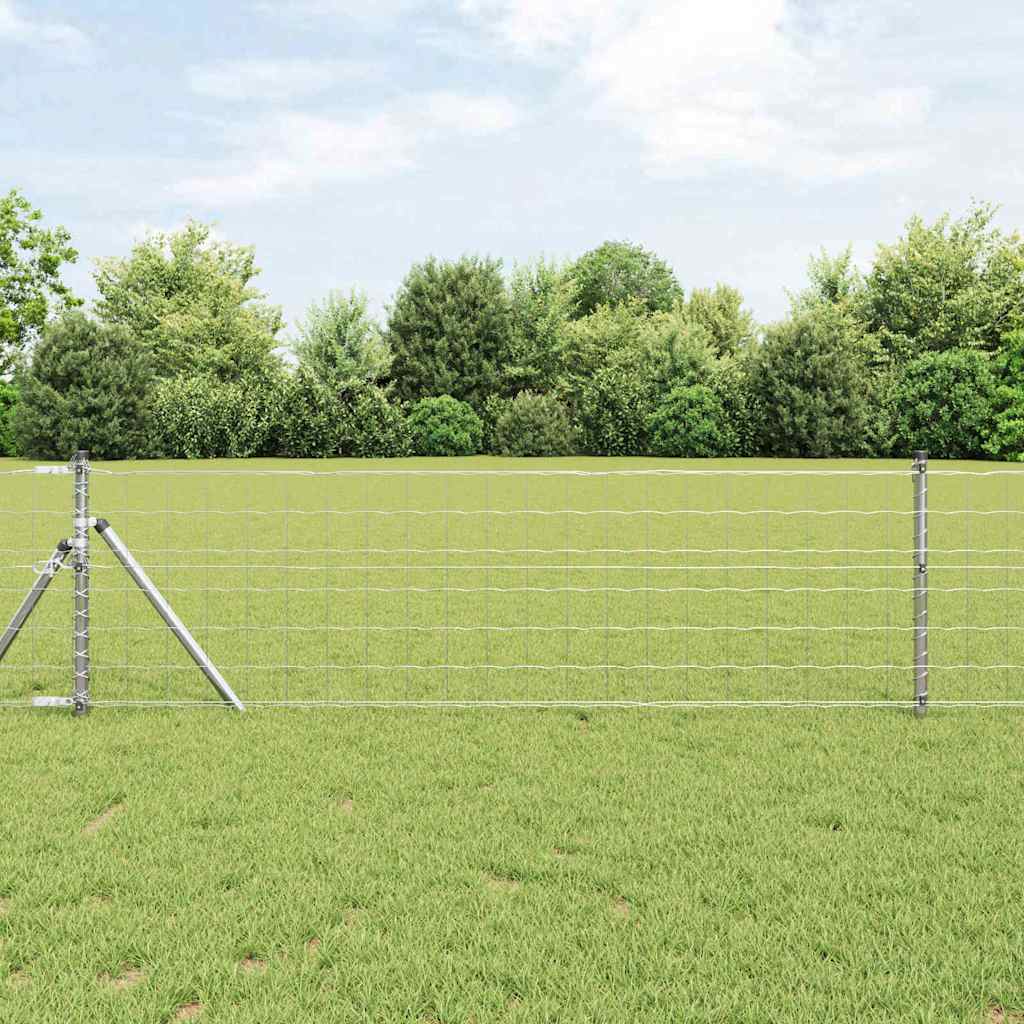 Vidaxl hek met paal zilver 0,8 x 25 m staal en pvc