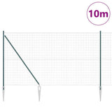Vidaxl hek met paal groen 1,5 x 10 m staal en pvc