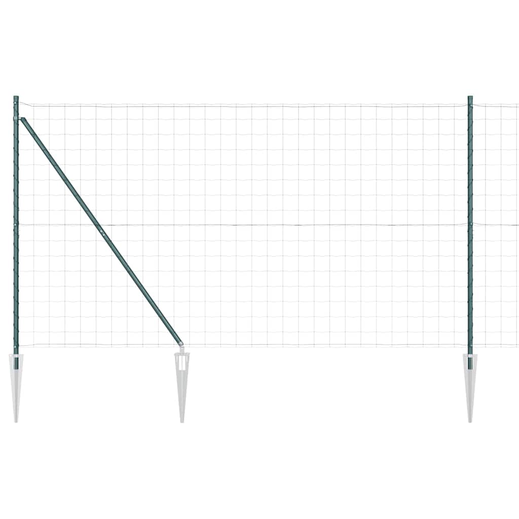Vidaxl hek met paal groen 1,5 x 10 m staal