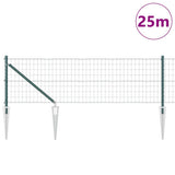 Vidaxl hek met paal groen 0,4 x 25 m staal en pvc