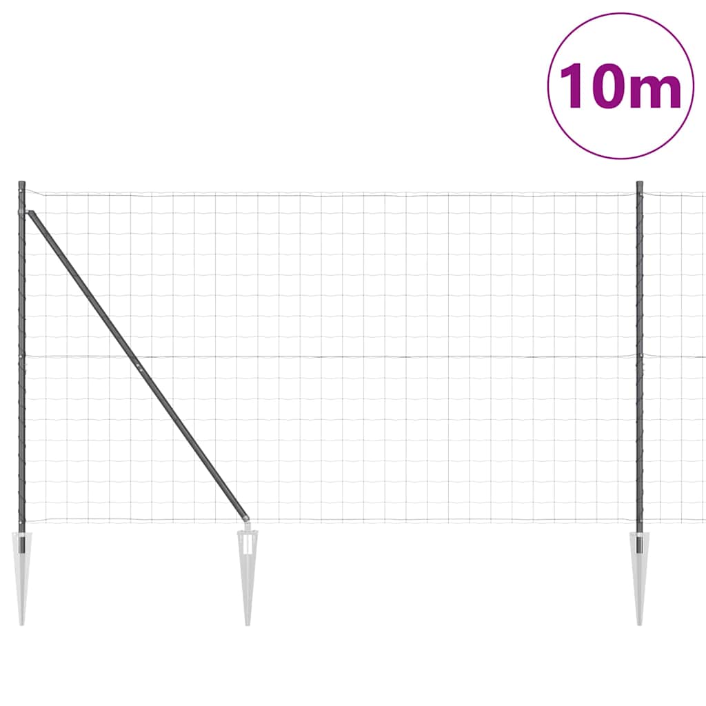 Vidaxl hek met paal grijs 1,6 x 10 m staal en pvc