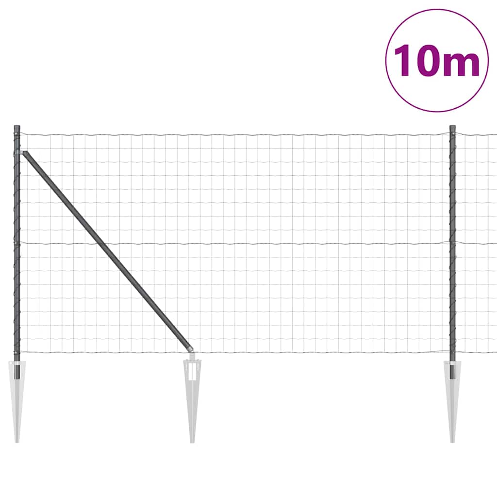 Vidaxl hek met paal grijs 1 x 10 m staal