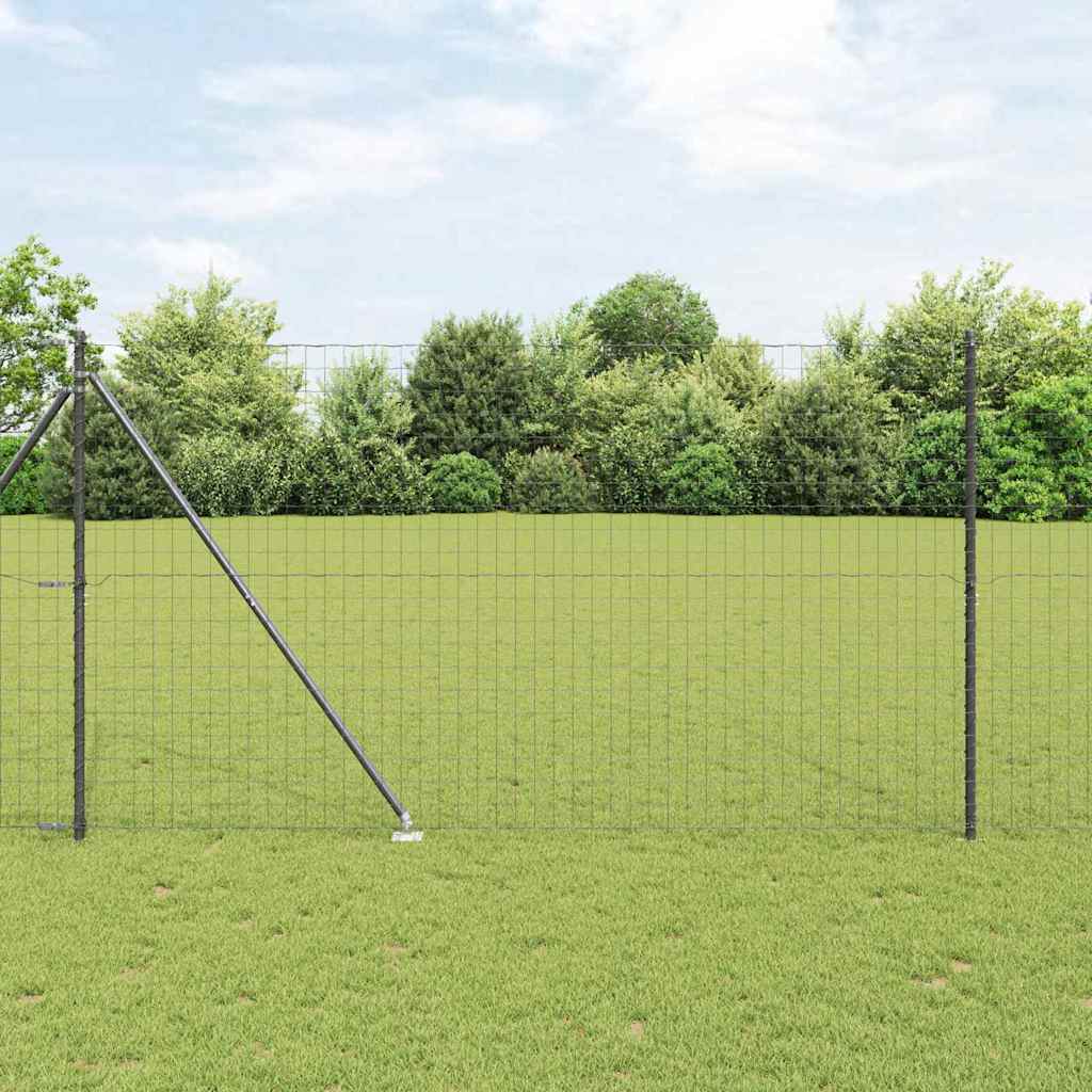 Vidaxl hek met paal grijs 1,5 x 10 m staal
