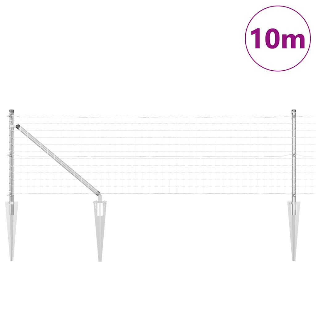 Vidaxl hek met paal zilver 0,4 x 10 m staal
