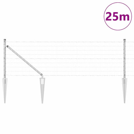 Vidaxl hek met paal zilver 0,4 x 25 m staal
