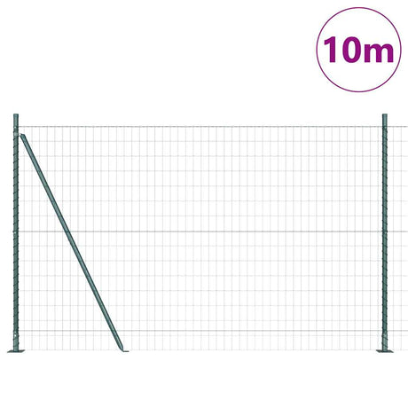 Vidaxl hek met paal groen 1,4 x 10 m staal en pvc