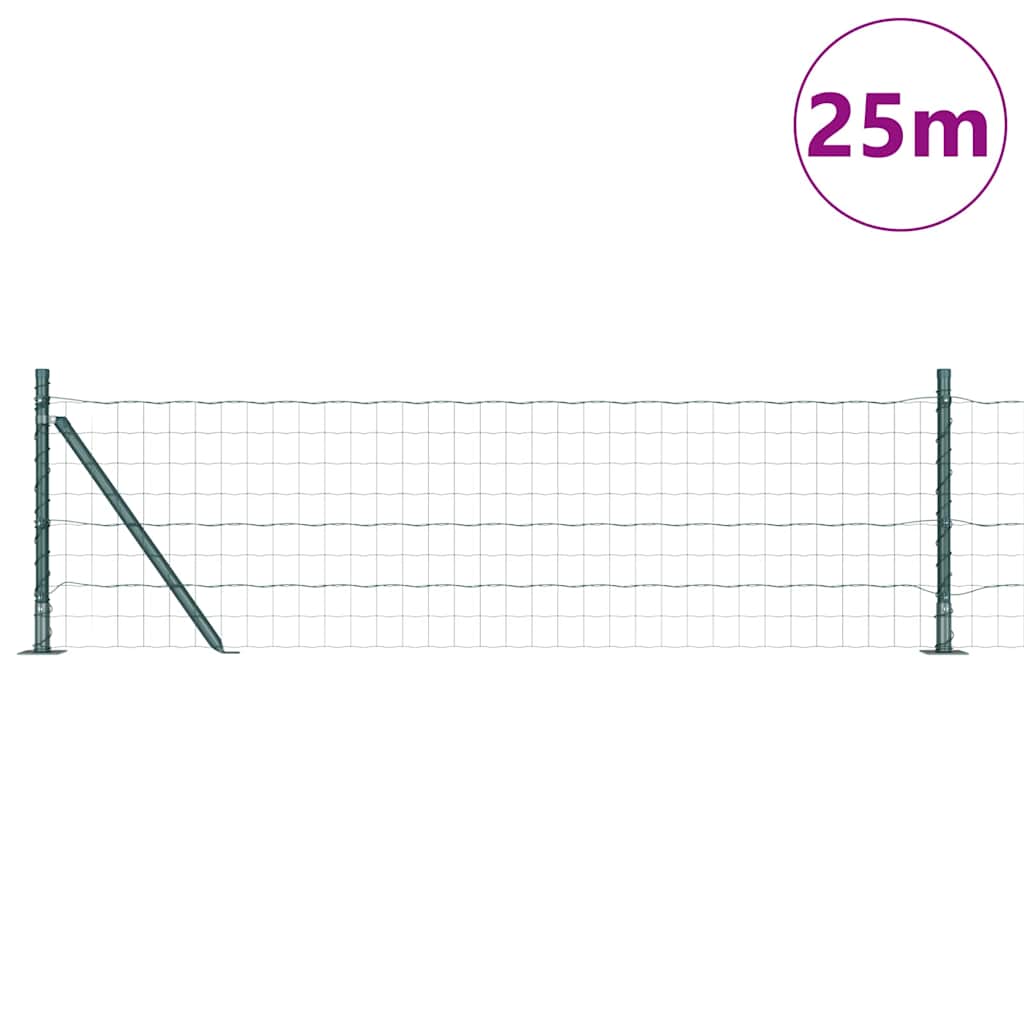 Vidaxl hek met paal groen 0,6 x 25 m staal en pvc