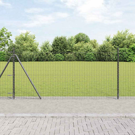 Vidaxl hek met paal grijs 1 x 10 m staal en pvc