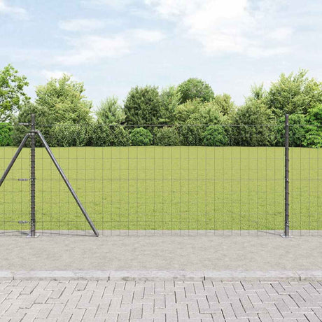 Vidaxl hek met paal grijs 1 x 10 m staal en pvc