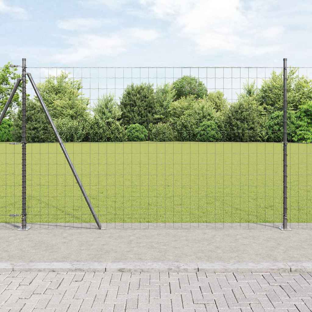 Vidaxl hek met paal grijs 1,6 x 10 m staal en pvc