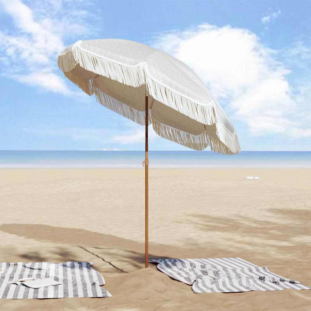 Vidaxl strandparasol grijs en wit 160 x 160 x 196 cm