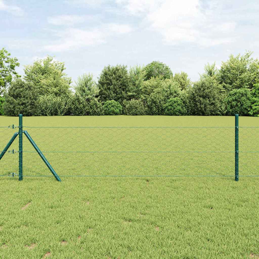 Vidaxl afrasteringspaal groen 10 x 0,5 m (50 mm gaas) staal en pvc