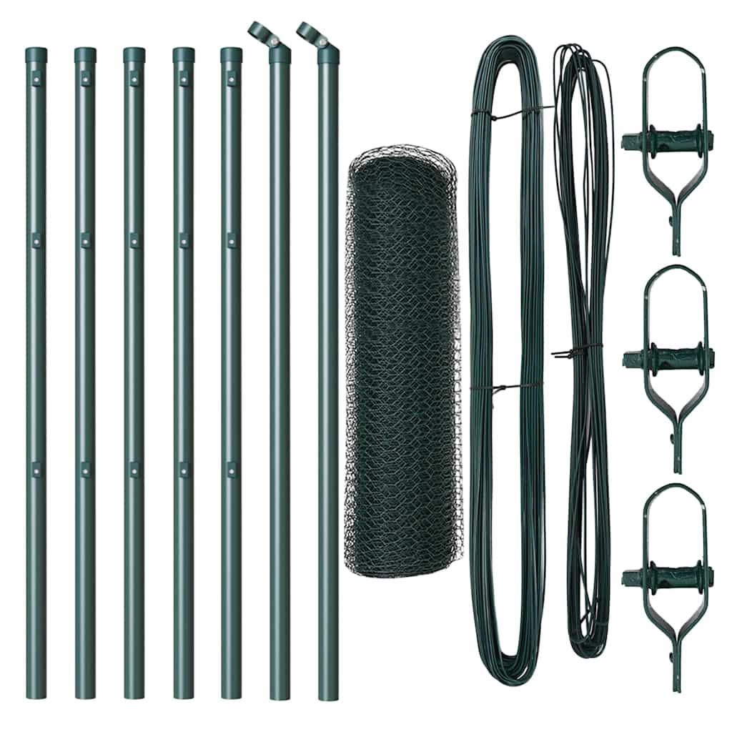 Vidaxl afrasteringspaal groen 10 x 0,8 m (25 mm gaas) staal en pvc