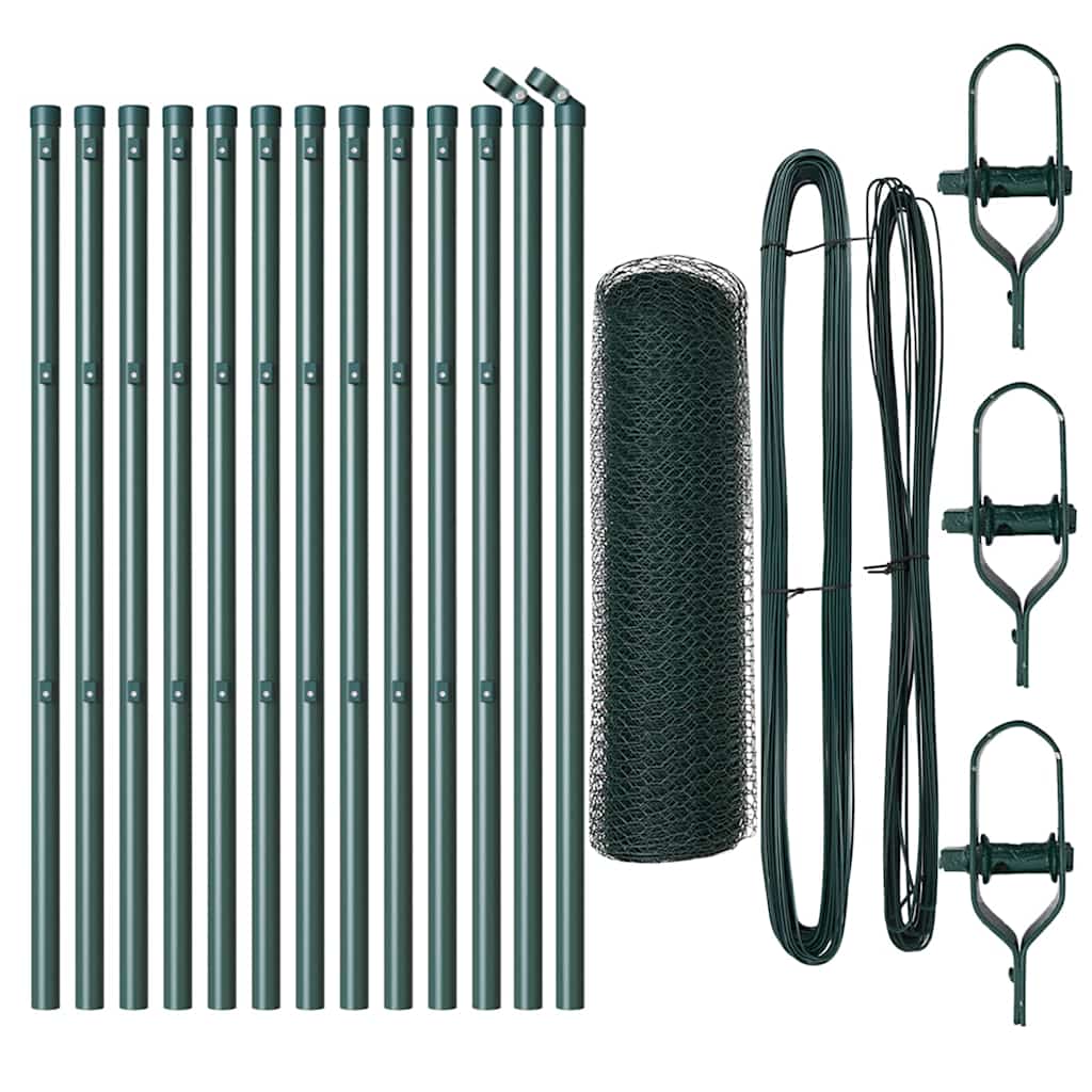 Vidaxl afrasteringspaal groen 25 x 0,8 m (13 mm gaas) staal en pvc
