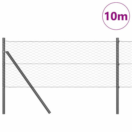 Vidaxl afrasteringspaal grijs 10 x 0,6 m (36 mm gaas) staal en pvc