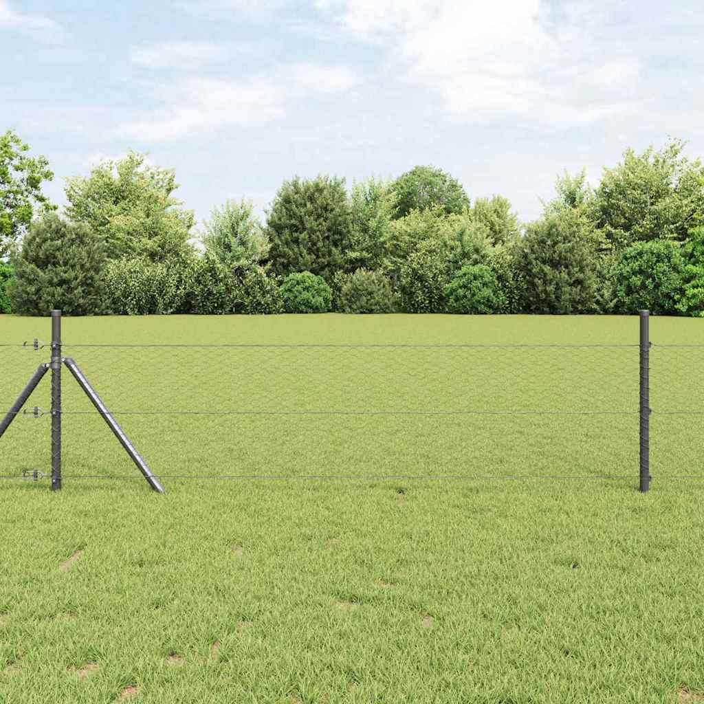 Vidaxl afrasteringspaal grijs 25 x 0,4 m (25 mm gaas) staal en pvc