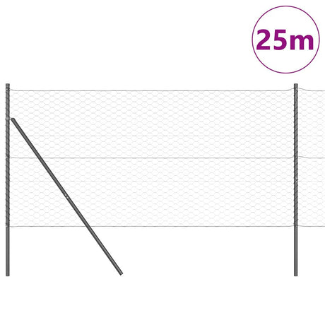 Vidaxl afrasteringspaal grijs 25 x 1,2 m (50 mm gaas) staal