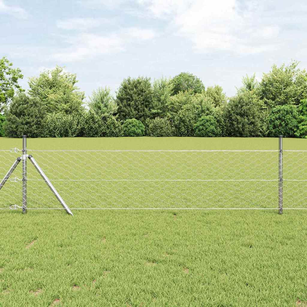 Vidaxl afrasteringspaal zilver 25 x 0,5 m (50 mm gaas) staal