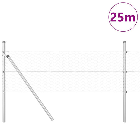 Vidaxl afrasteringspaal zilver 25 x 0,8 m (36 mm gaas) staal