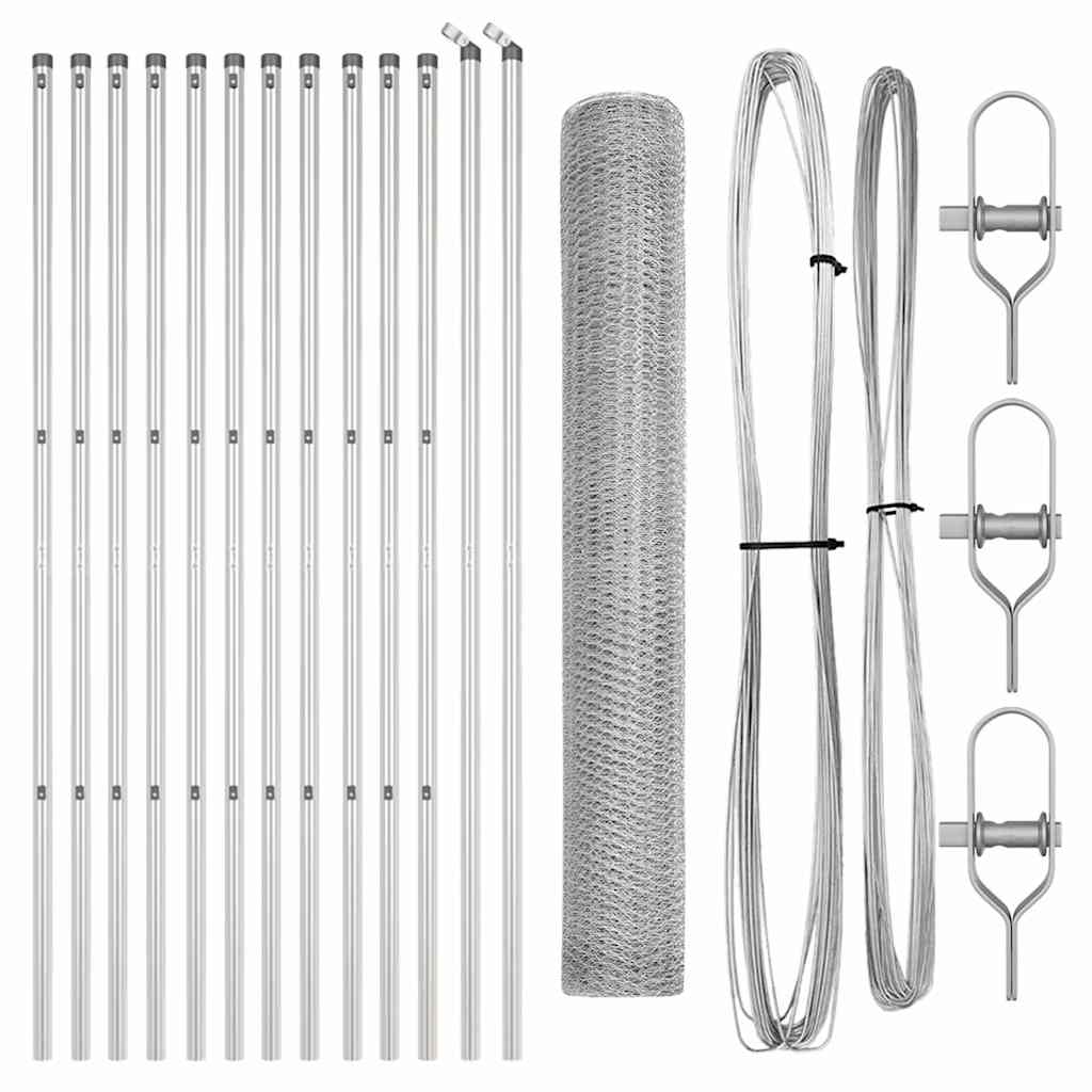 Vidaxl afrasteringspaal zilver 25 x 1,4 m (25 mm gaas) staal