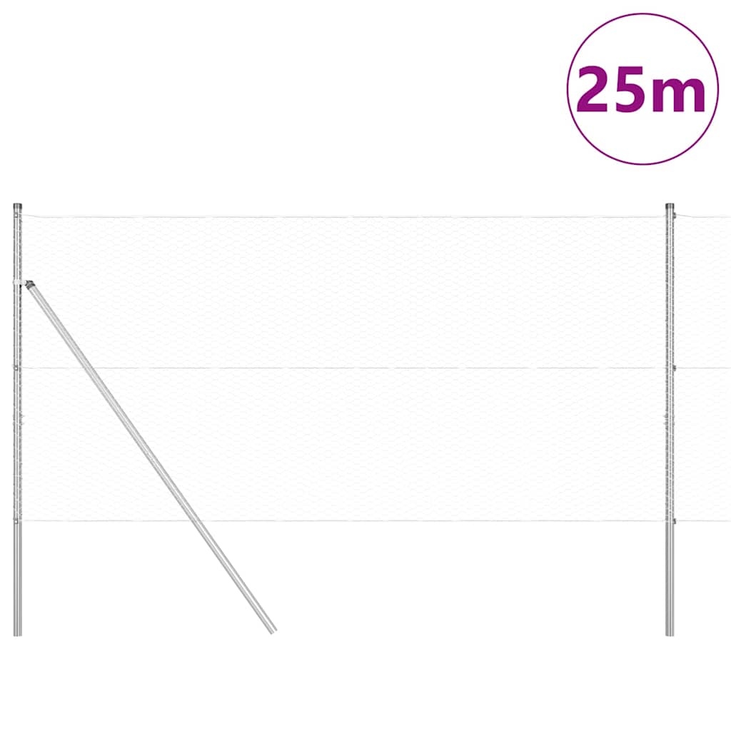 Vidaxl afrasteringspaal zilver 25 x 1,4 m (25 mm gaas) staal