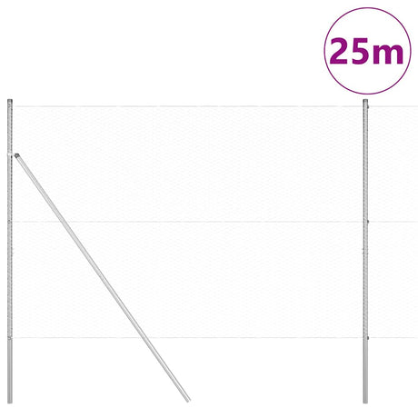 Vidaxl afrasteringspaal zilver 25 x 1,6 m (25 mm gaas) staal