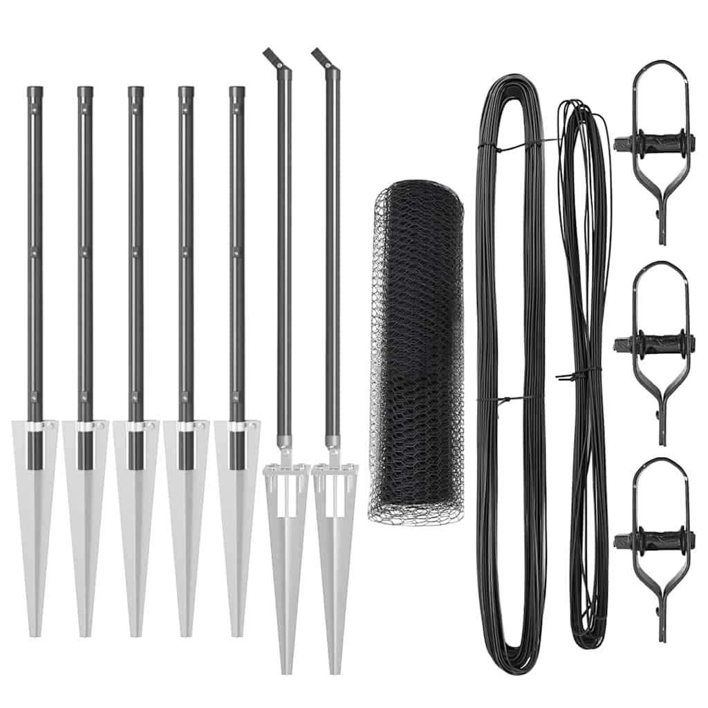 Vidaxl afrasteringspaal grijs 10 x 0,5 m (13 mm gaas) staal en pvc
