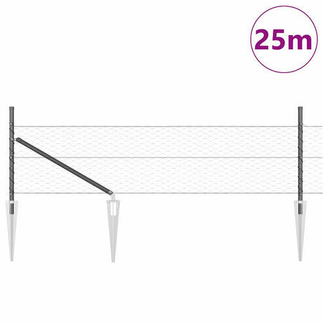 Vidaxl afrasteringspaal grijs 25 x 0,5 m (36 mm gaas) staal