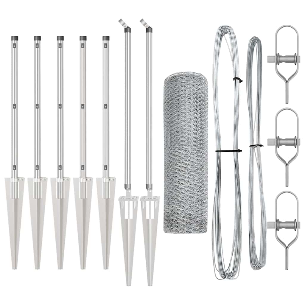 Vidaxl afrasteringspaal zilver 10 x 0,4 m (25 mm gaas) staal