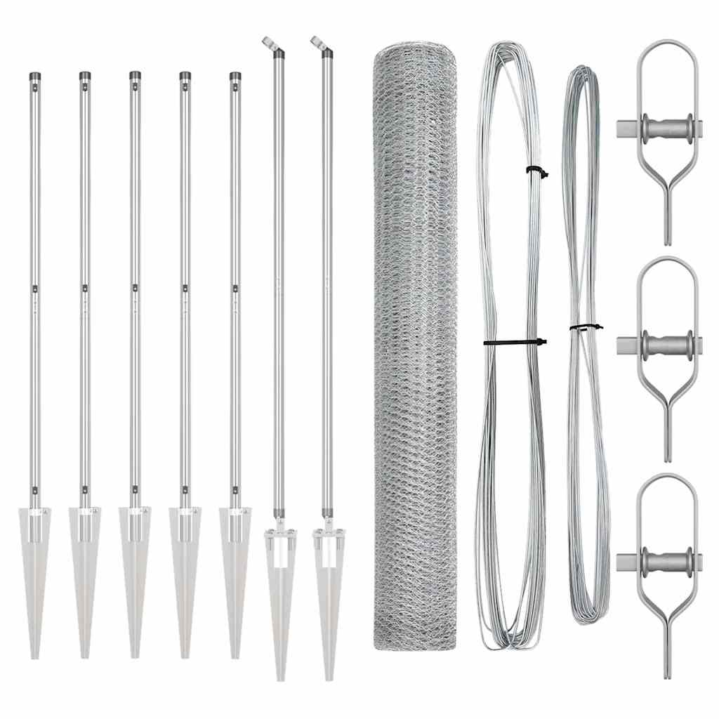 Vidaxl afrasteringspaal zilver 10 x 1,4 m (25 mm gaas) staal