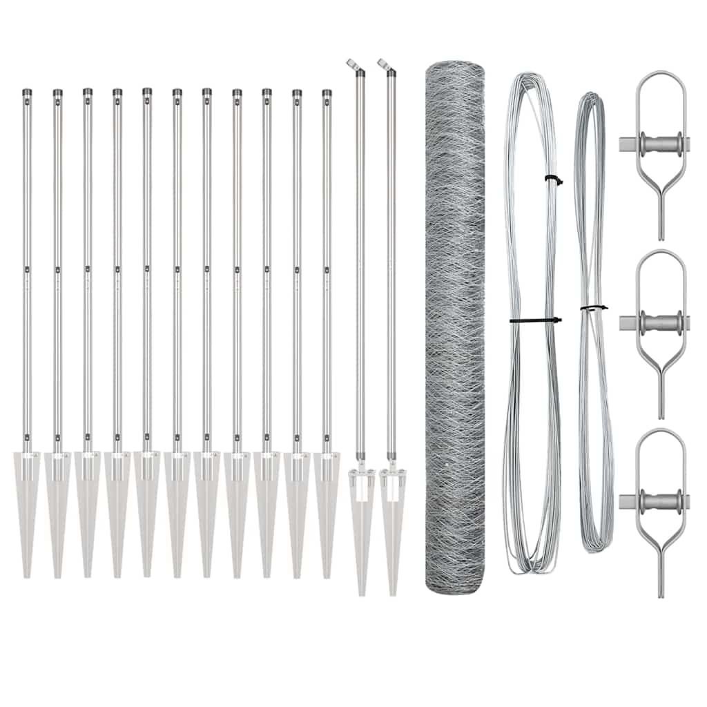 Vidaxl afrasteringspaal zilver 10 x 1,4 m (36 mm gaas) staal