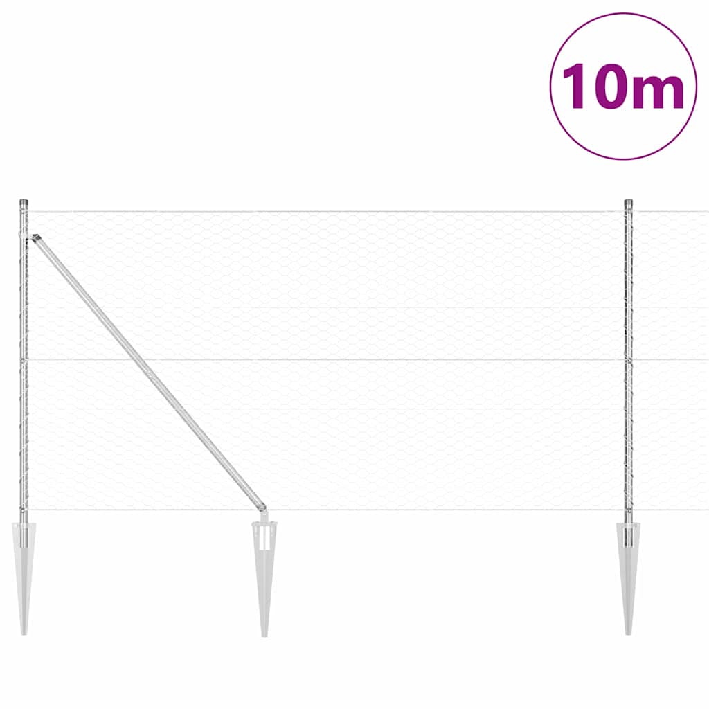 Vidaxl afrasteringspaal zilver 10 x 1,4 m (36 mm gaas) staal