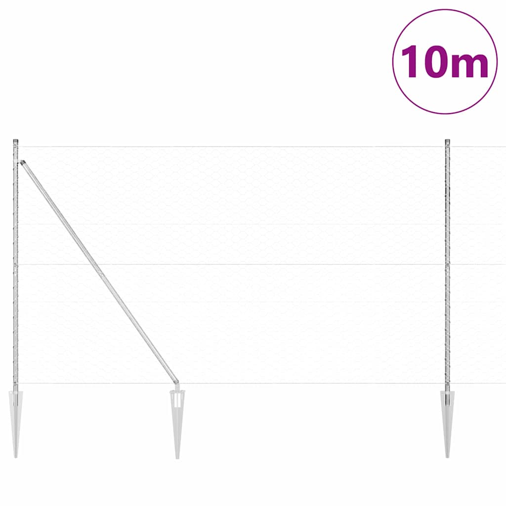 Vidaxl afrasteringspaal zilver 10 x 1,5 m (50 mm gaas) staal