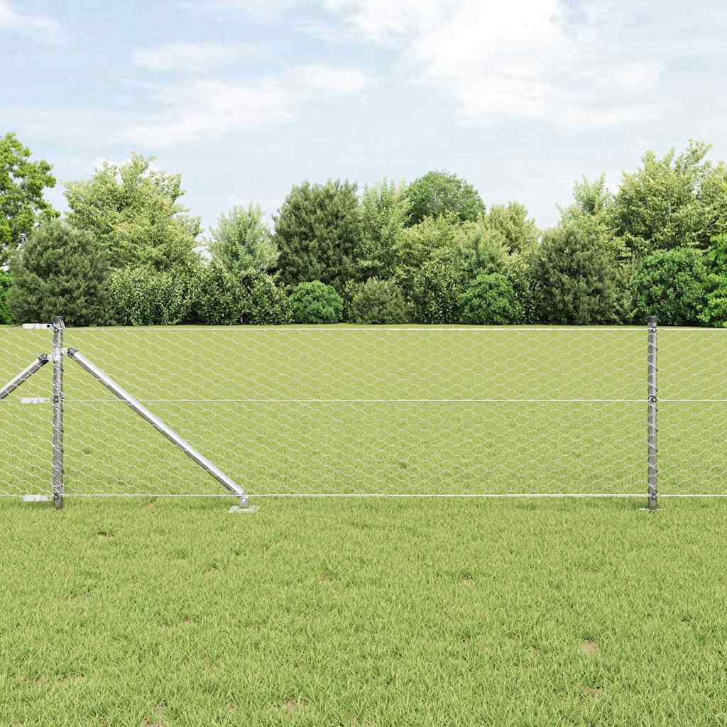 Vidaxl afrasteringspaal zilver 25 x 0,6 m (36 mm gaas) staal